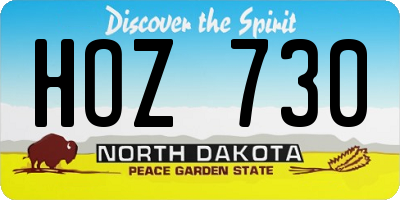 ND license plate HOZ730