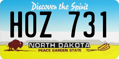 ND license plate HOZ731