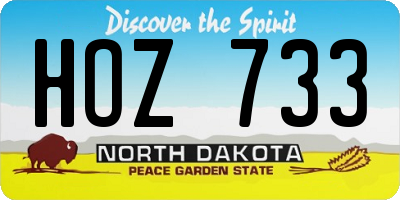 ND license plate HOZ733
