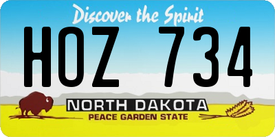 ND license plate HOZ734