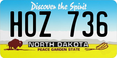 ND license plate HOZ736
