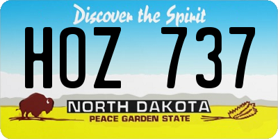 ND license plate HOZ737