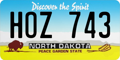 ND license plate HOZ743