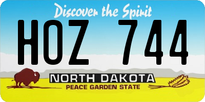 ND license plate HOZ744