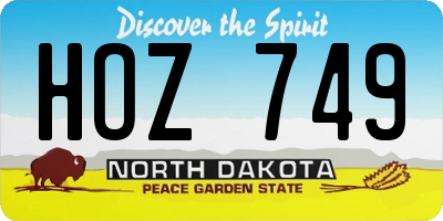 ND license plate HOZ749