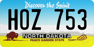 ND license plate HOZ753