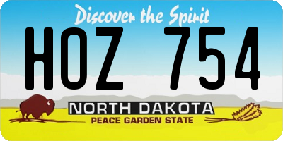 ND license plate HOZ754