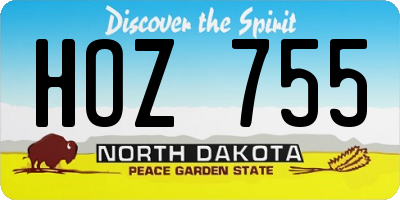ND license plate HOZ755