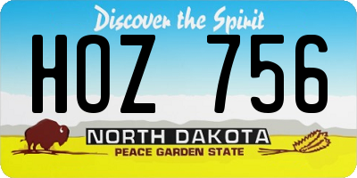ND license plate HOZ756