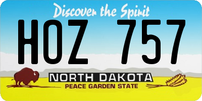 ND license plate HOZ757