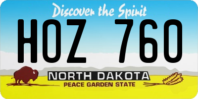 ND license plate HOZ760