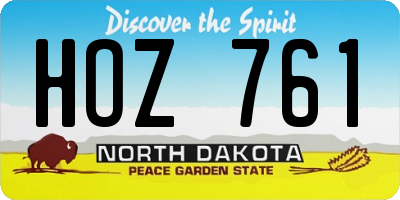 ND license plate HOZ761