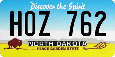 ND license plate HOZ762