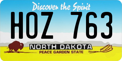 ND license plate HOZ763