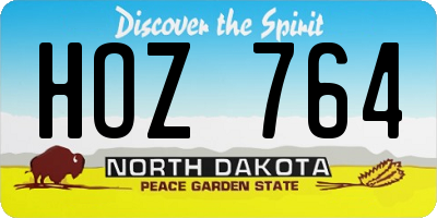 ND license plate HOZ764