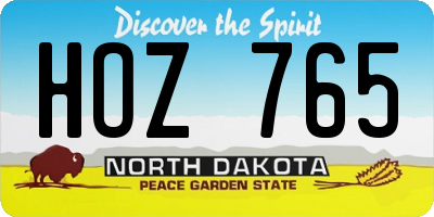 ND license plate HOZ765