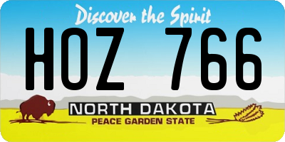ND license plate HOZ766