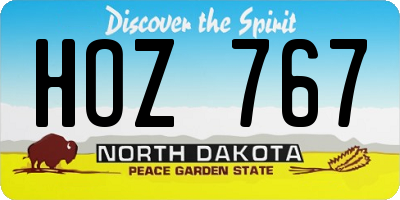 ND license plate HOZ767