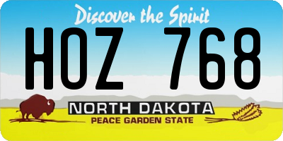 ND license plate HOZ768