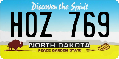 ND license plate HOZ769