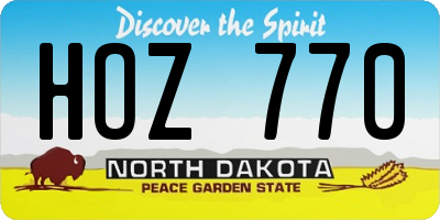 ND license plate HOZ770