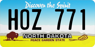 ND license plate HOZ771
