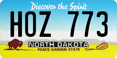 ND license plate HOZ773