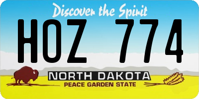 ND license plate HOZ774