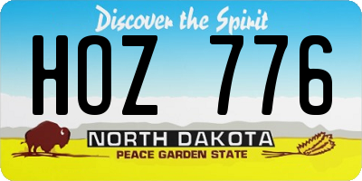 ND license plate HOZ776