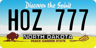ND license plate HOZ777