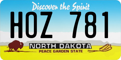 ND license plate HOZ781