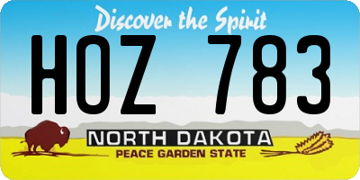ND license plate HOZ783