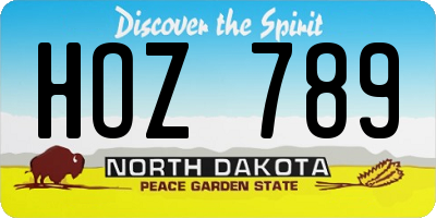 ND license plate HOZ789