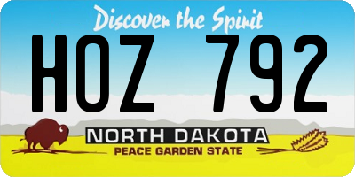 ND license plate HOZ792