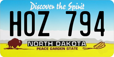 ND license plate HOZ794