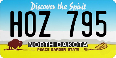 ND license plate HOZ795