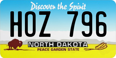 ND license plate HOZ796