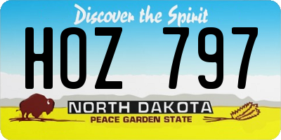 ND license plate HOZ797