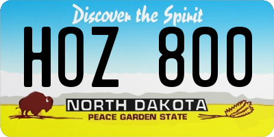 ND license plate HOZ800