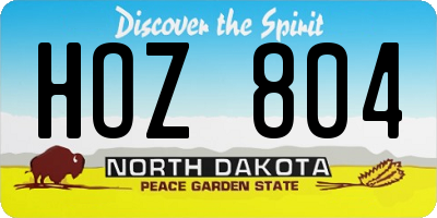 ND license plate HOZ804