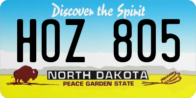 ND license plate HOZ805