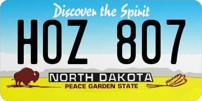 ND license plate HOZ807