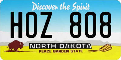 ND license plate HOZ808