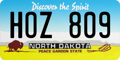 ND license plate HOZ809
