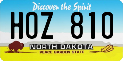 ND license plate HOZ810