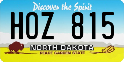 ND license plate HOZ815
