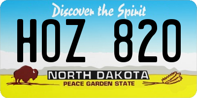 ND license plate HOZ820