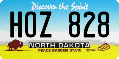 ND license plate HOZ828