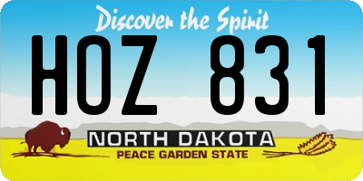 ND license plate HOZ831