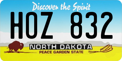 ND license plate HOZ832